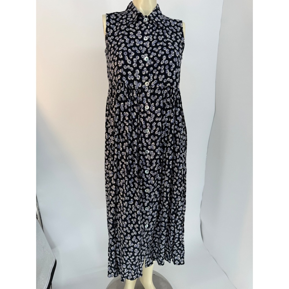 90s Rayon Babydoll Maxi Dress Petite Small Oversized Ditsy Floral Grunge